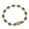 NUME Emerald & Gold Ice Link Bracelet – Iced Out Baguette & Halo Design