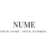 Logo with the brand 'Nume' and text 'Your Name. Your Number.' on a white background